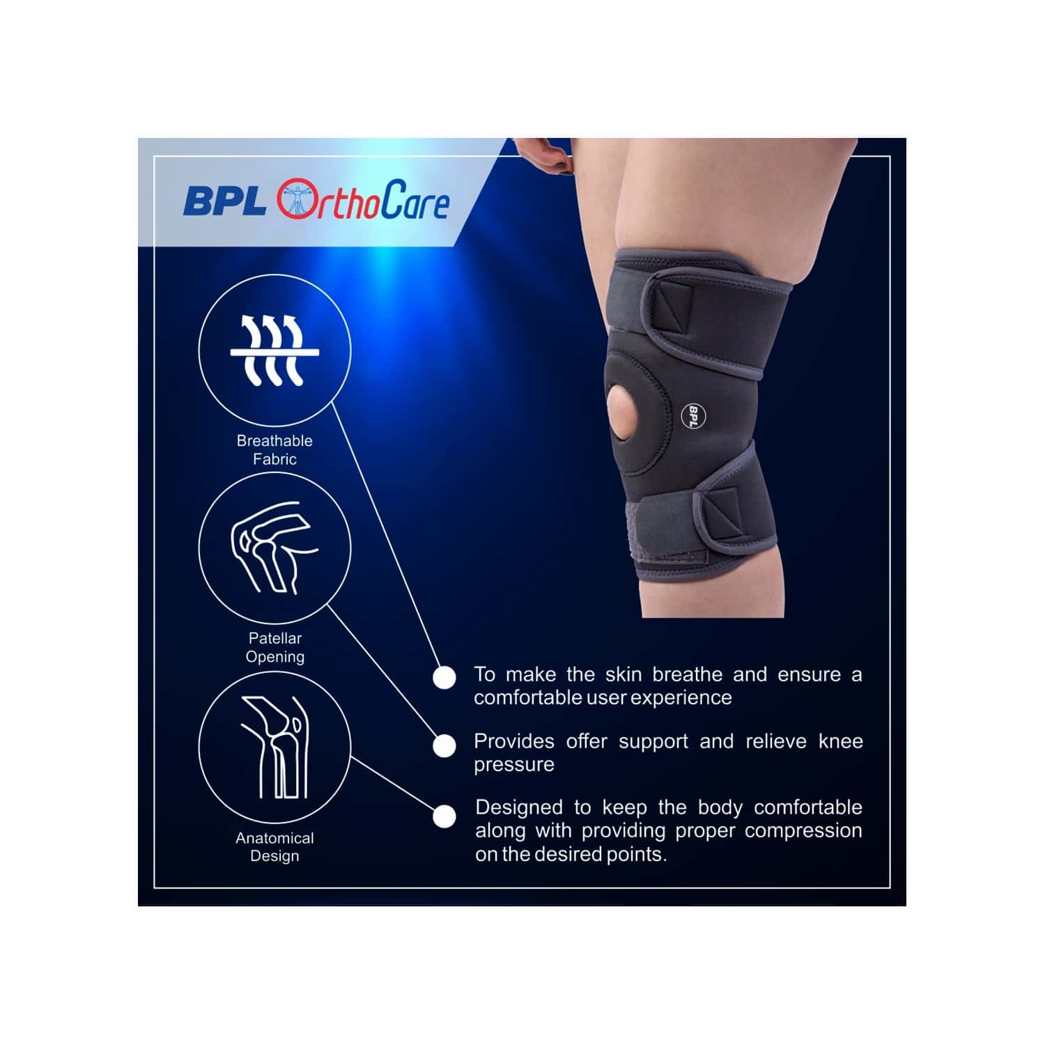 BPL ORTHOCARE KNEE WRAP GREY - L - 1PC