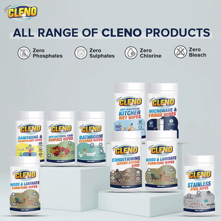 Cleno Sanitizing & Disinfectant Wet Wipes Cleanse Floor/Frame/Furniture- 50 Wipes (Pack Of 2)