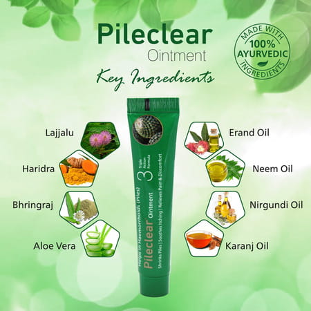 Pileclear Ointment 25 Gm (Pack Of 4) - Relief From Piles Pain | Itching & Discomfort