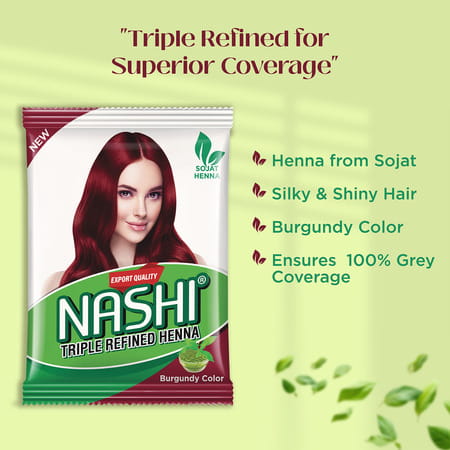 Nashi Triple Refined Henna Powder | Henna Hair Colour For Men And Women Burgundy Red 500g