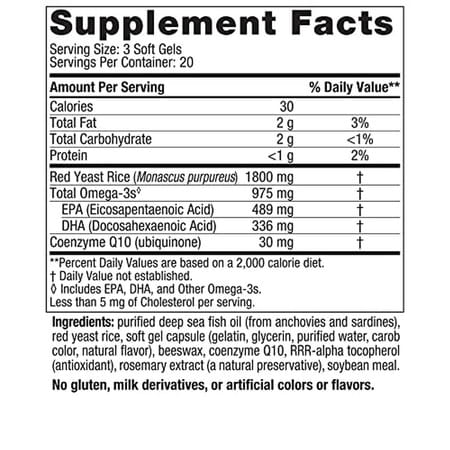 Nordic Naturals Cholesterol Support Omega 3 Epa & Dha + Red Yeast Rice Coq10 Fish Oil 60 Softgels
