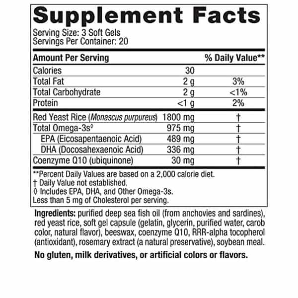 Nordic Naturals Cholesterol Support Omega 3 Epa & Dha + Red Yeast Rice Coq10 Fish Oil 60 Softgels
