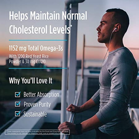 Nordic Naturals Cholesterol Support Omega 3 Epa & Dha + Red Yeast Rice Coq10 Fish Oil 60 Softgels