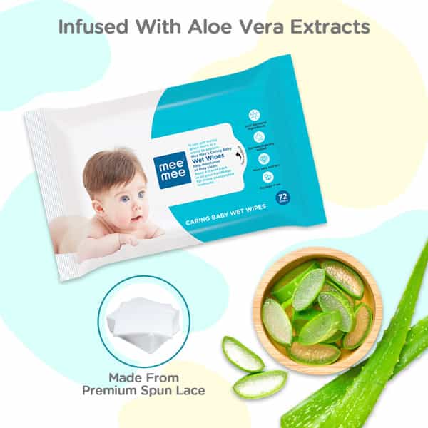 Meemee Baby Gentle Wet Wipes With Aloe Vera Extracts | 72 Pcs | Pack Of 5 (360 Wipes)
