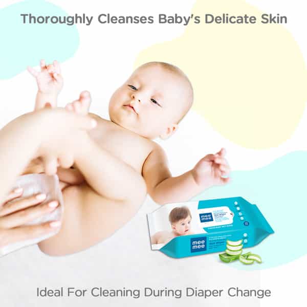 Meemee Baby Gentle Wet Wipes With Aloe Vera Extracts | 72 Pcs | Pack Of 5 (360 Wipes)