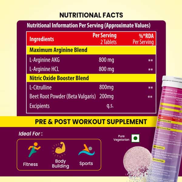 Naturyz L Arginine Max 2600, Boost Stamina, Increase Blood Flow, Improves Performance (15 Tablets)