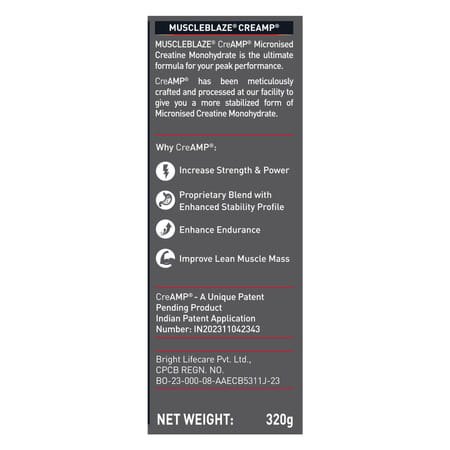 Muscleblaze Creatine Monohydrate Creamp With Creabsorb (Citrus Blast | 80 Servings | 320G)