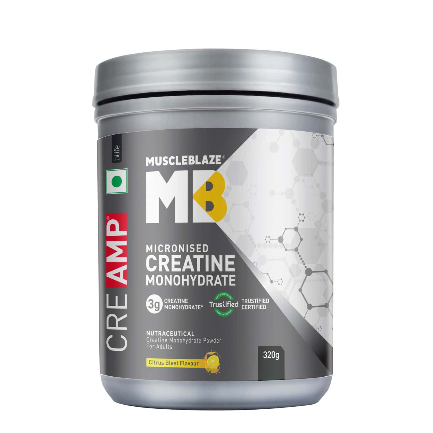 Muscleblaze Creatine Monohydrate Creamp With Creabsorb(citrus Blast | 250g | 62 Servings)