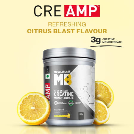 Muscleblaze Creatine Monohydrate Creamp With Creabsorb (Citrus Blast | 80 Servings | 320g)