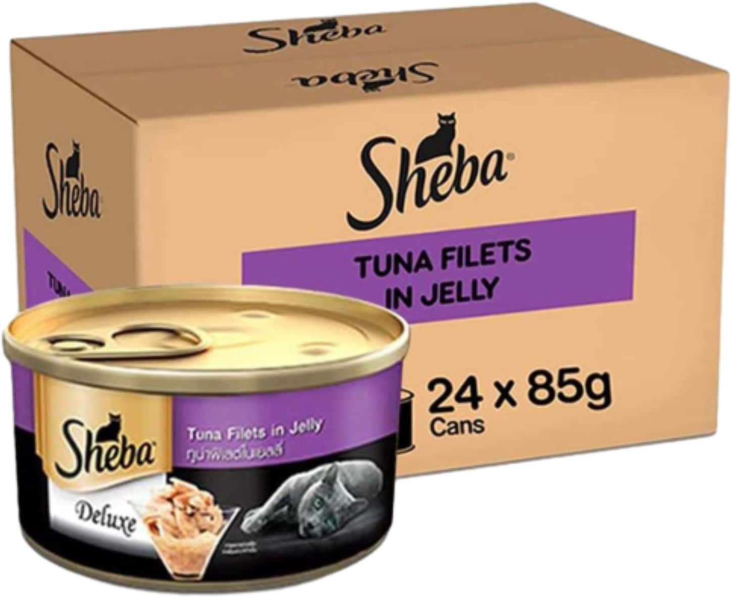 Sheba Deluxe Premium Adult (1+ Years) Wet Cat Food | Tuna Fillets In Jelly | 85 G (Pack Of 24)