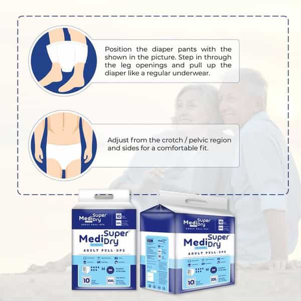 Medisuperdry Adult Diaper Pull-Up Pants Xxl High Absorbency 152-203 Cm 10 Piece | Pack Of 1