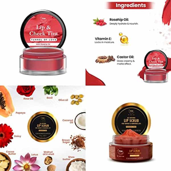 Tnw The Natural Wash Lip Care Combo Lip Scrub 25G + Tunnel Of Love Lip & Cheek Tint Red | 5G