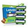 Letsshave Pro 6 Sensitive Face & Body Shaving Razor Blade Refills/Cartridges -Pack Of 4