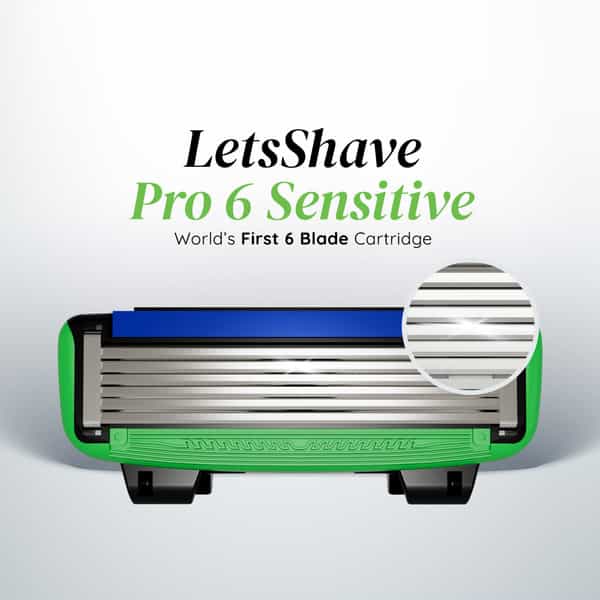 Letsshave Pro 6 Sensitive Face & Body Shaving Razor Blade Refills/Cartridges -Pack Of 4