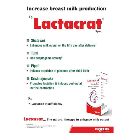 Cratus Lactacrat Syrup 200ml Increases Breast Feeding Milk Production For Women Saunf (Pack Of 4)