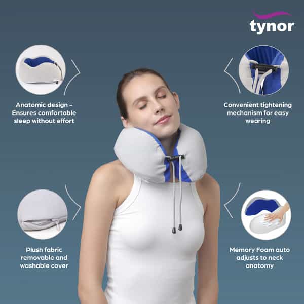 Tynor Travel Pillow Urbane Grey Universal Size 1 Unit