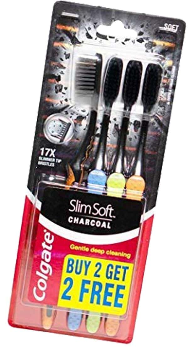 Colgate Slim Soft Charcoal Toothbrush (buy 2 Get 2 Free) - 4 Pcs
