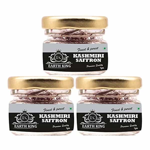 Earth King A++ Grade Pure & Natural Kashmiri Saffron Threads |Original Kesar- 3Gm (Combo Pack)