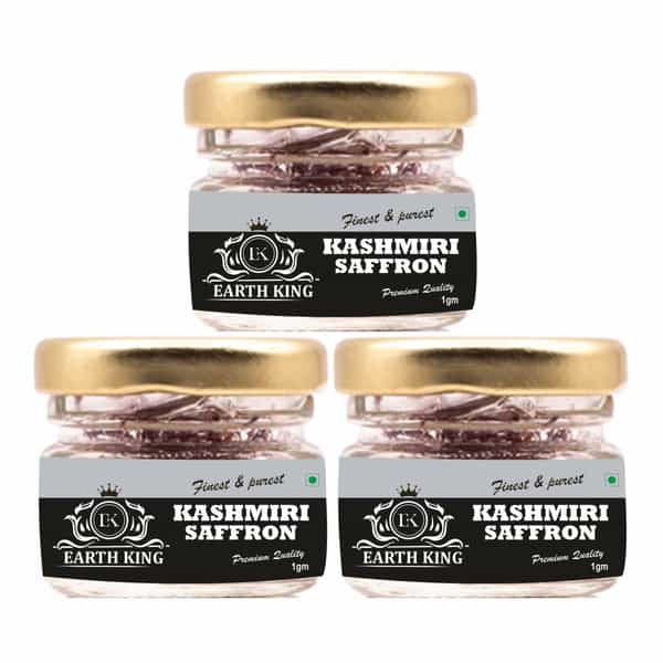 Earth King A++ Grade Pure & Natural Kashmiri Saffron Threads |Original Kesar- 3Gm (Combo Pack)