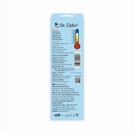 Dr. Odin Odt 101 Digital Thermometer For Precise Temperature Monitoring | White & Blue