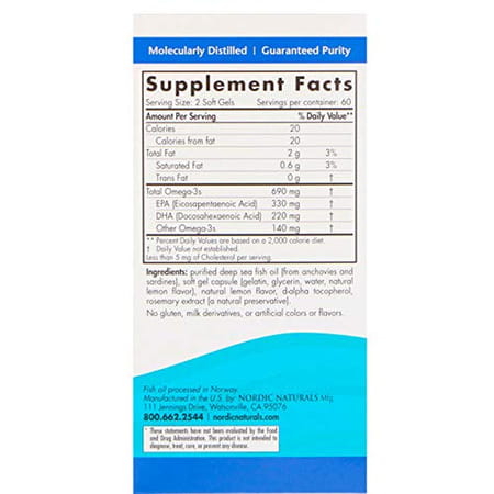 Nordic Naturals Omega 3 Fish Oil Epa And Dha 690mg Omega 3 Fish Oil 120 Softgels For Adults