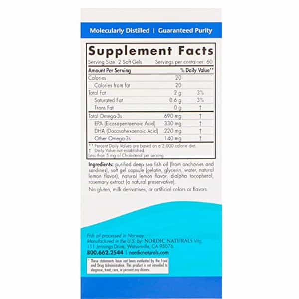 Nordic Naturals Omega 3 Fish Oil Epa And Dha 690Mg Omega 3 Fish Oil 120 Softgels For Adults