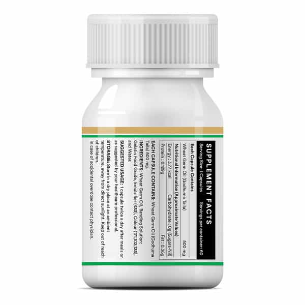 Inlife Wheat Germ Oil Supplement 500 Mg - 60 Capsules