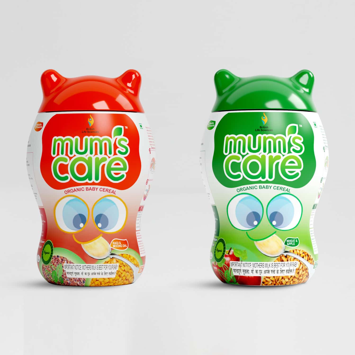 Mums Care Ragi & Moongdhal | Wheat & Apple Nutritious Baby Cereal With Calcium - 600g