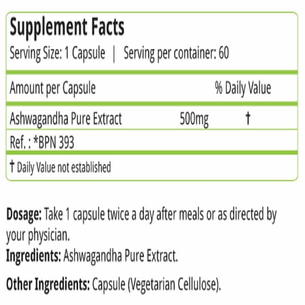Natures Velvet Ashwagandha Pure Extract 500 Mg | 60 Veggie Capsules