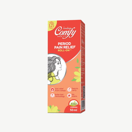Amrutanjan Comfy Snug Fit Period Pain Relief Ayurvedic Roll On 50ml