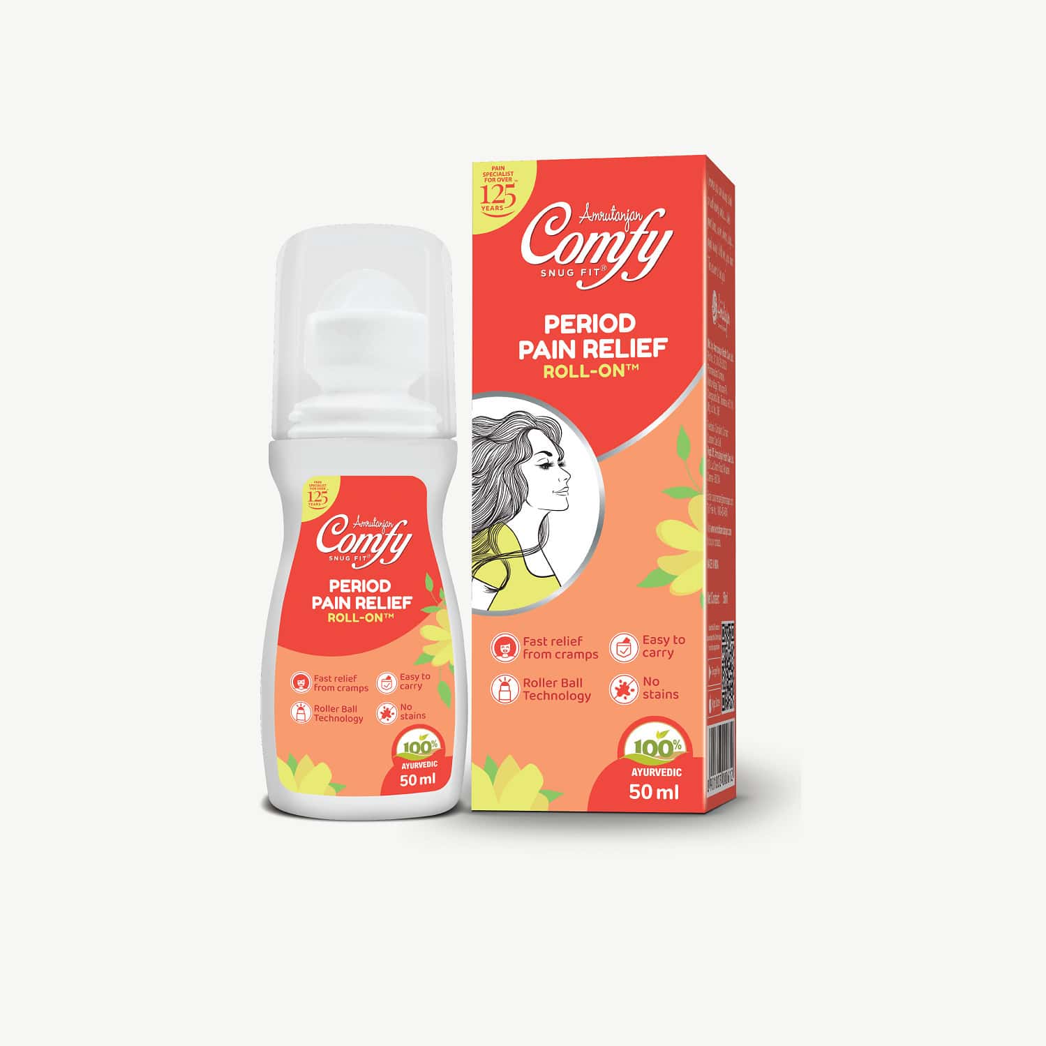 Buy AMRUTANJAN COMFY SNUG FIT PERIOD PAIN RELIEF AYURVEDIC ROLL ON 50ML