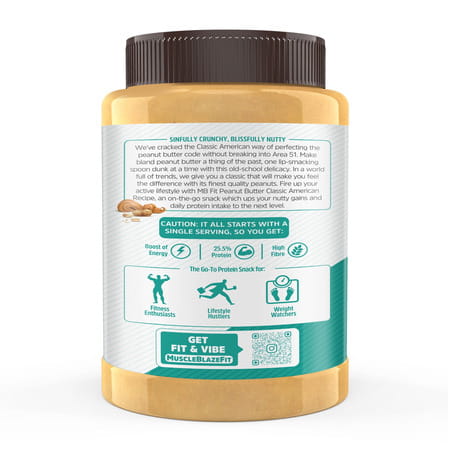 Muscleblaze Classic Peanut Butter With Omega 3 & 6 | Crunchy | 26 G Protein | 1 Kg