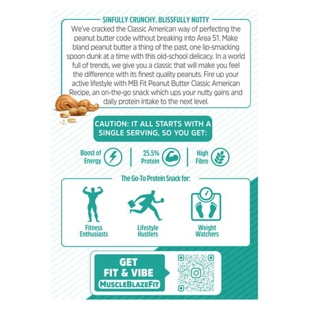 Muscleblaze Classic Peanut Butter With Omega 3 & 6 | Crunchy | 26 G Protein | 1 Kg