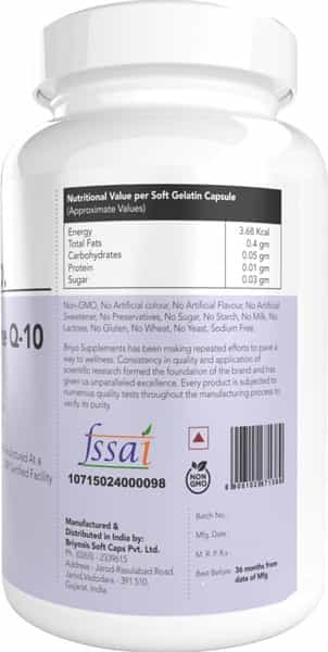 Briyo Coenzyme Q-10 Plus Omega 3 - 60 Softgels Bottle