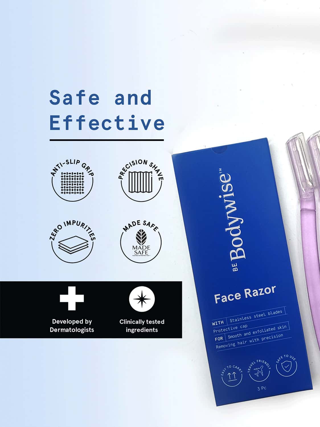 Buy BE BODYWISE FACE RAZOR TO REMOVE FACIAL HAIR SET OF 3 Online & Get