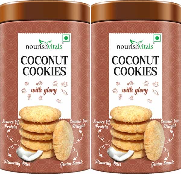 Nourishvitals Cocount Cookies Heavenly Bites Source Of Protein Genius Snack 120G X Pack Of 2