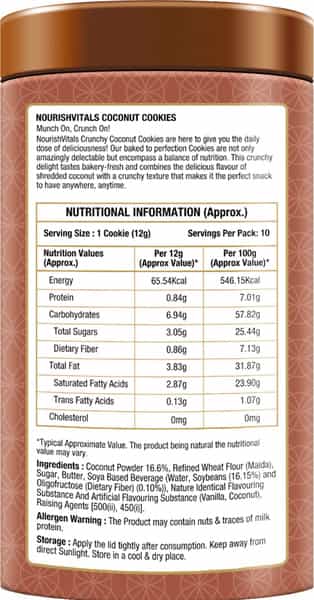Nourishvitals Cocount Cookies Heavenly Bites Source Of Protein Genius Snack 120G X Pack Of 2