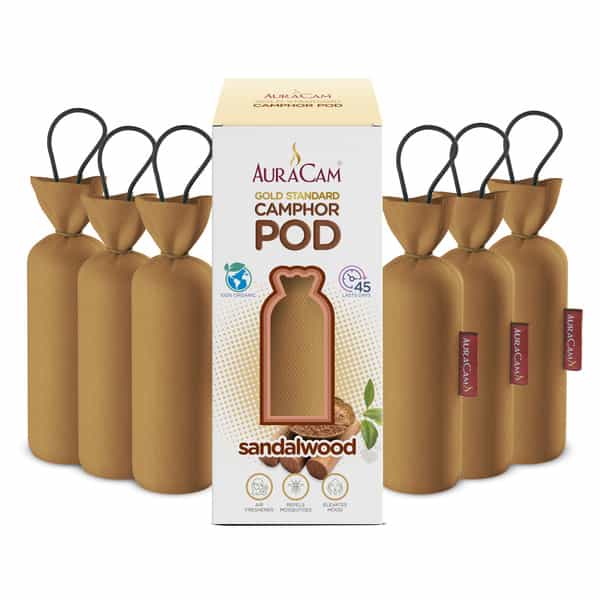 Auracam Gold Standard Camphor Pod Cone Sandalwood- Set Of 6