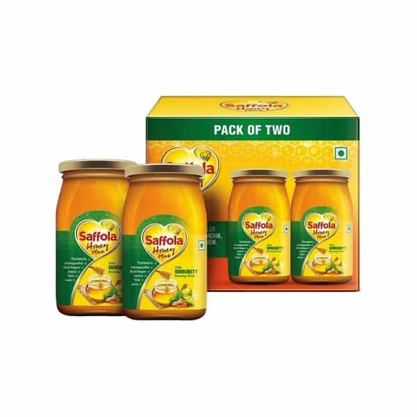 Saffola Honey Plus Turmeric Ashwagandha Black Pepper Lemon Tulsi Amla - 250Gm (Pack Of 2)