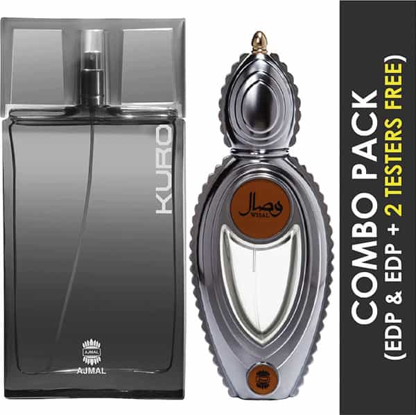 Ajmal Kuro Edp Spicy Perfume 90Ml For Men And Wisal Edp Floral Perfume 50Ml For Women