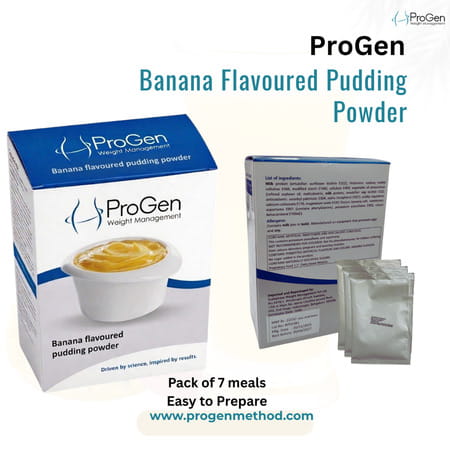 Progen Banana Pudding | 15 G Of High Biological Value Protein Per Meal | Pack Of 7 105 Gm