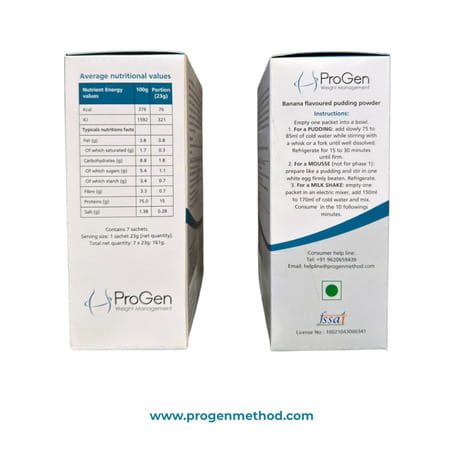 Progen Banana Pudding | 15 G Of High Biological Value Protein Per Meal | Pack Of 7 105 Gm