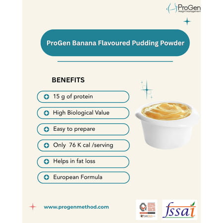 Progen Banana Pudding | 15 G Of High Biological Value Protein Per Meal | Pack Of 7 105 Gm