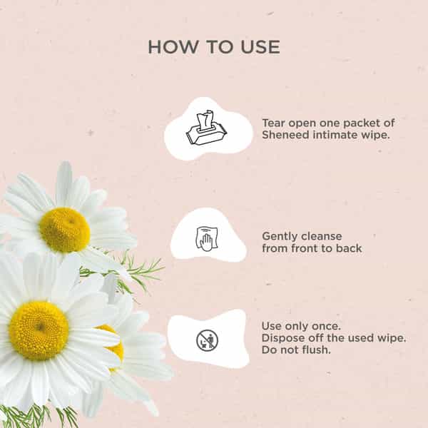 Sheneed Feminine Intimate Wipes With Chamomile Flower Extract & Vitamin E Oil -10 Wipes