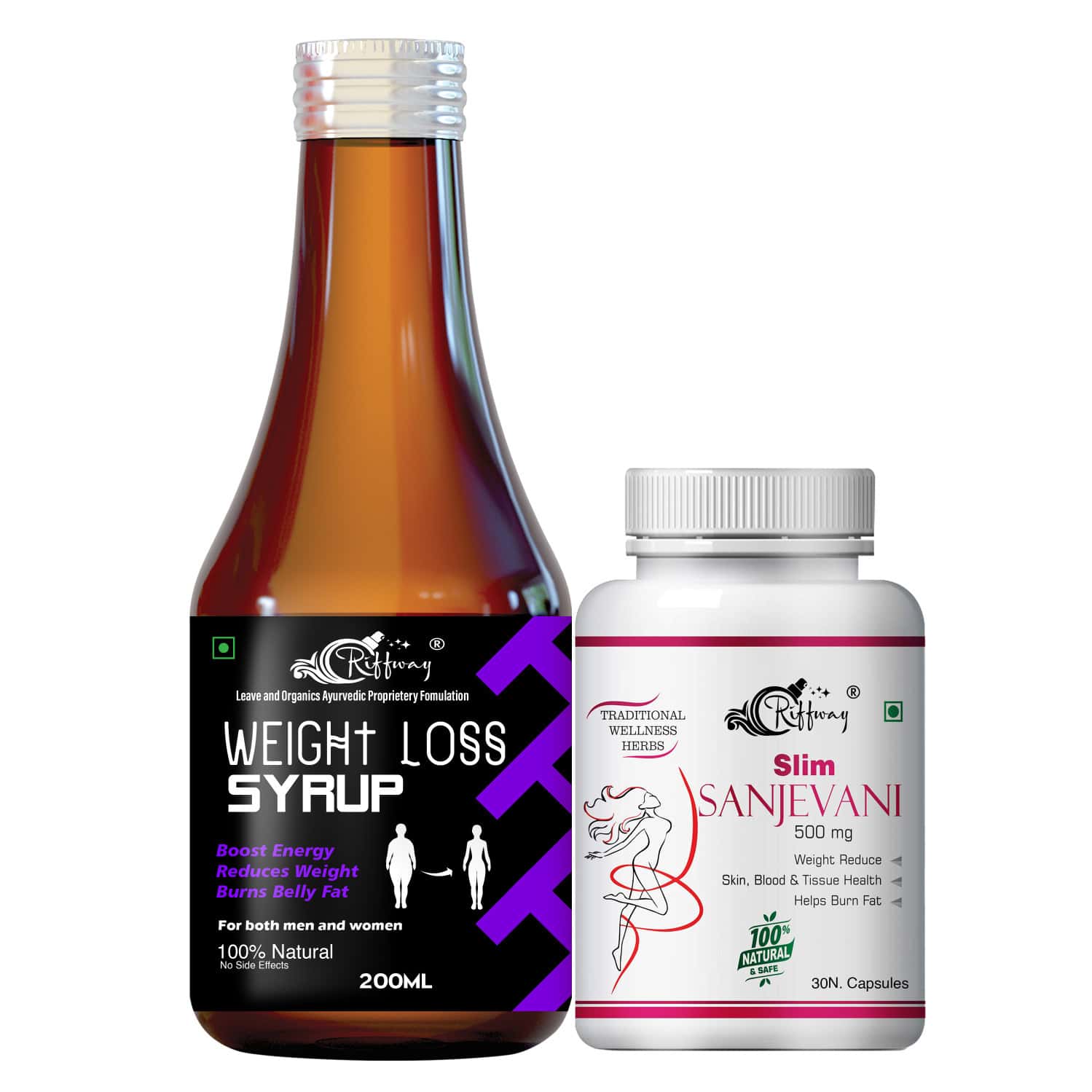 Weight Loss Syrup & Slim Sanjevani Capsules - 100% Ayurvedic (200ml+30capsules)