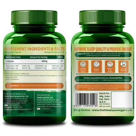 Vlado'S Himalayan Organics L-Glycine 500mg Supplement I Supports Healthy Sleep I Strong | Veg - 120n