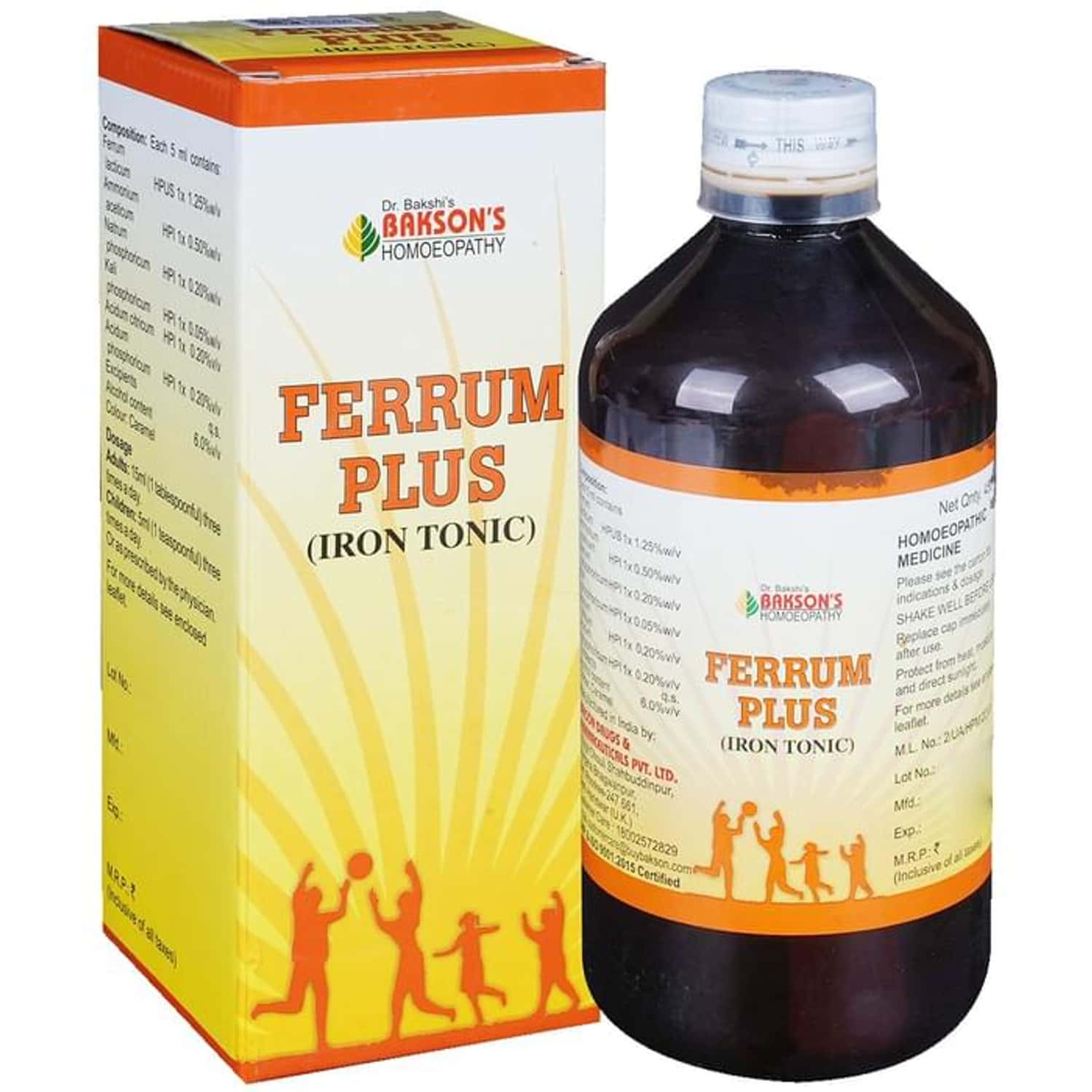 Baksons Homoeopathy Ferrum Plus Iron Tonic 450 Ml