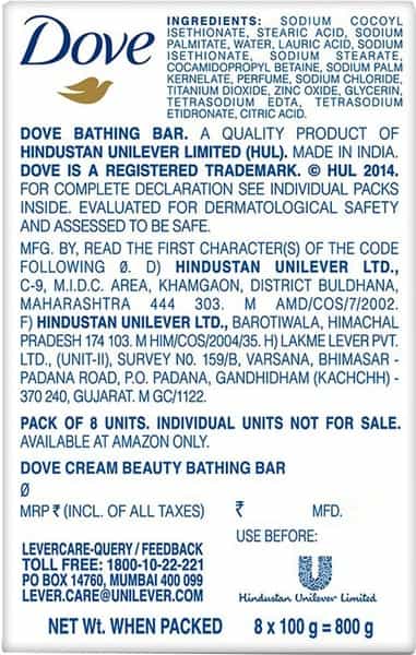 Dove Cream Beauty Bathing Soap (Pack Of 8) - 100 G