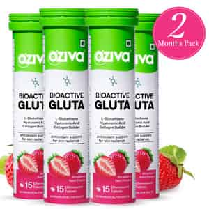 Oziva Bioactive Gluta L-glutathione | Skin Glowing & Pigmentation Reduction |strawberry | 60 Tablets