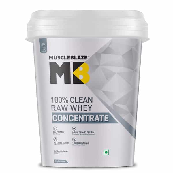 Muscleblaze 100% Clean Raw Whey Protein Concentrate (Unflavoured | 4Kg) | 24G Protein Per Scoop